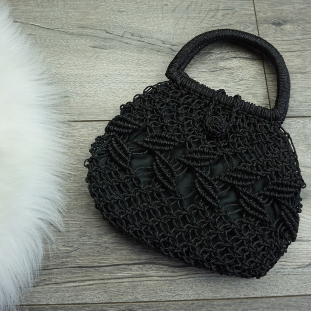 Mini Vintage Weaved Black Handbag - Picture 3 of 6